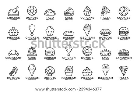 Snack food logo set design vector illustration