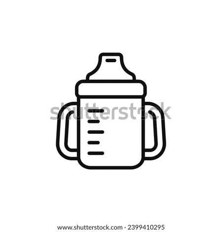 Baby sippy cup line icon isolated on white background
