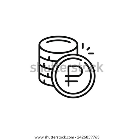 Ruble line icon isolated on white background