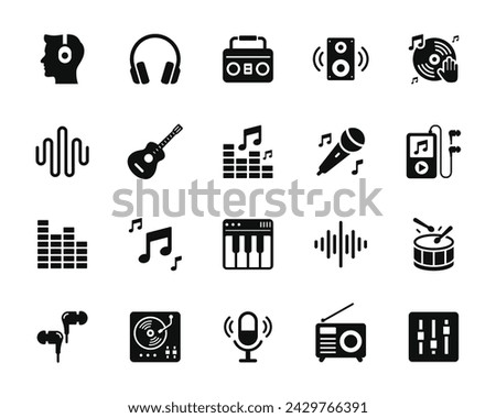 Music icon set isolated on white background