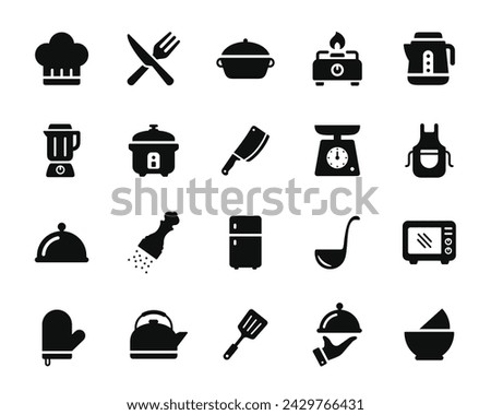 Kitchen, restaurant, cooking icon set isolated on white background