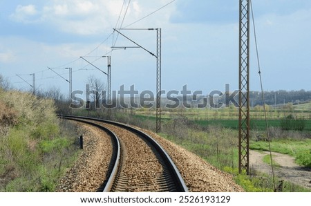 Similar – Image, Stock Photo Lonely blue steel railing with concrete foundation alone in front of a blue sky in sunshine in Oelde near Warendorf in Westphalia in the Münsterland region of Germany