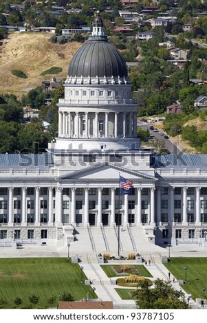 Aerial view of Utah State Capitol during the day in Salt Lack City