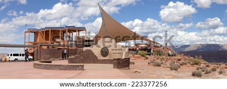 Grand Canyon, Arizona, USA - September 21, 2014: Visitor center at Guano Point, along the western rim, named for the Bat Cave guano mine at the Grand Canyon, Arizona, USA on September 21, 2014.