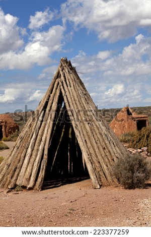 Different types of sweat lodges builted by Native Americans who live in the mountains of northwestern Arizona, United States.