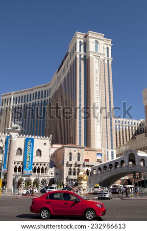 Las Vegas, Nevada, USA - Sept. 22, 2014: Palazzo luxury resort and casino on the Las Vegas Blvd, as seen from the famous Las Vegas Strip in Las Vegas, Nevada, USA on Sept. 22, 2014