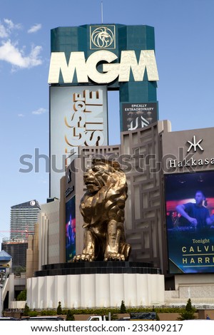 Las Vegas, Nevada, USA - Sept. 22, 2014: MGM Grand Las Vegas Casino and Hotel is located on the Las Vegas strip at Tropicana Blvd in Las Vegas, Nevada, USA on Sept. 22, 2014: