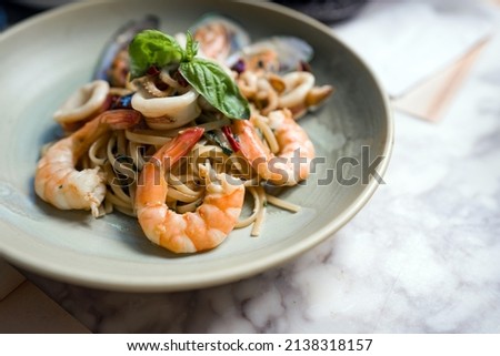 Similar – Image, Stock Photo Spaghetti ai frutti di mare on plate