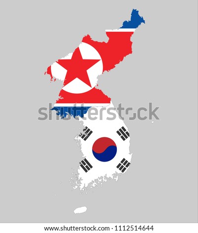 Background of north and south korea map and flag