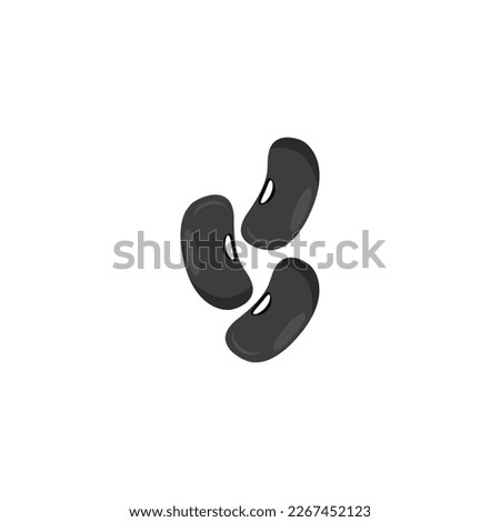 Black beans. Kidney beans, urad dal, black gram, vigna mungo. Vector illustration isolated on white background. For template label, packing, web, menu, logo, textile, icon