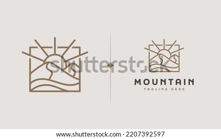 Rocky Mountain Pine Tree Mountain Hilltop Nature Landscape. Universal creative premium symbol. Vector sign icon logo template. Vector illustration