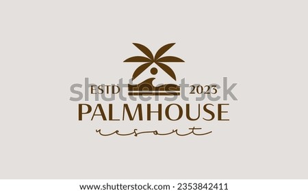 Palm House Resort Logo Template. Universal creative premium symbol. Vector illustration. Creative Minimal design template. Symbol for Corporate Business Identity