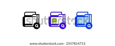 Folder Search Icon. linear style sign for mobile concept and web design. Outline vector icon. Symbol, logo illustration. Vector