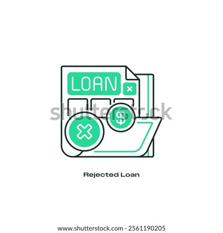 Rejected Loan Line Icon. linear style sign for mobile concept and web design. Outline vector icon.