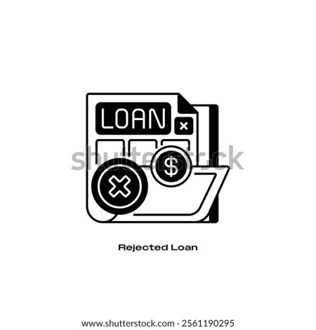 Rejected Loan Line Icon. linear style sign for mobile concept and web design. Outline vector icon.