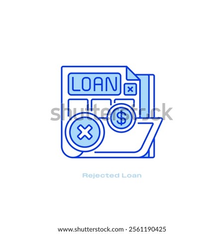 Rejected Loan Line Icon. linear style sign for mobile concept and web design. Outline vector icon.