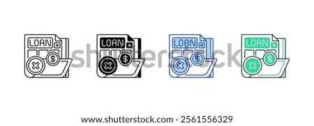 Rejected Loan Line Icon. linear style sign for mobile concept and web design. Outline vector icon.