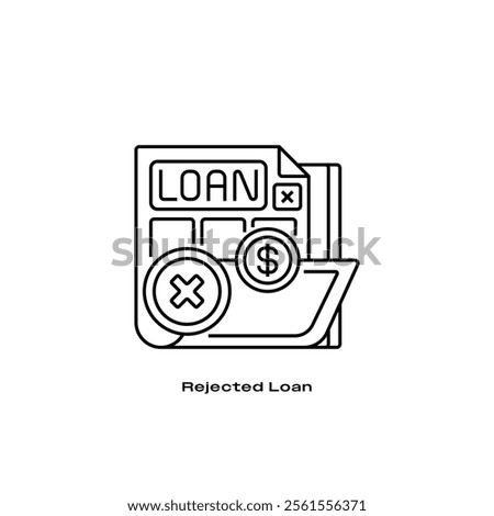 Rejected Loan Line Icon. linear style sign for mobile concept and web design. Outline vector icon.