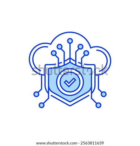 Cloud Shield Filled Line Icon. linear style sign for mobile concept and web design. Outline vector icon.