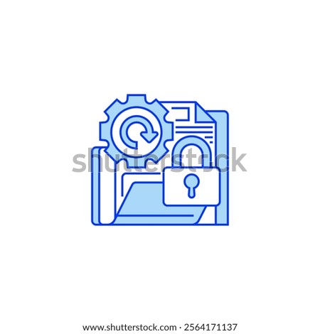 Encrypted Backup Line Icon. linear style sign for mobile concept and web design. Outline vector icon.