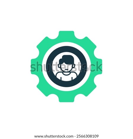 Profile with Gear Two Tone Color Icon. linear style sign for mobile concept and web design. Outline vector icon.