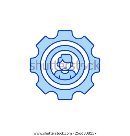 Profile with Gear Filled Line Icon. linear style sign for mobile concept and web design. Outline vector icon.