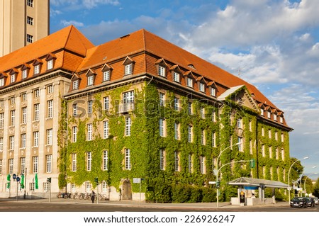 Building of Berlin-Spandau Town Hall (Rathaus Spandau), Germany. It is the town hall of the borough of Spandau in the western suburbs of Berlin