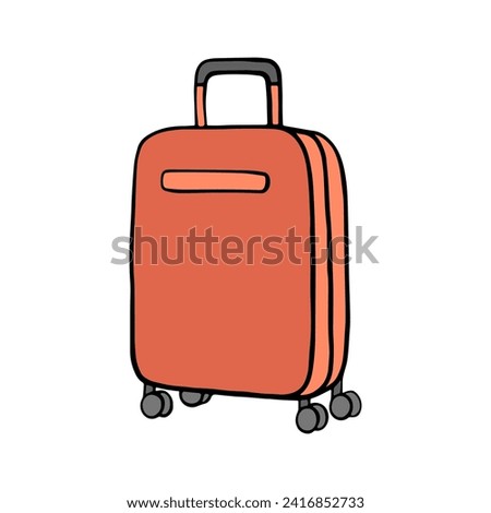 Travel suitcase in doodle style clip art Hand luggage vector