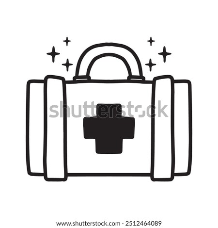 Hand Drawn first aid box Outline Illustration