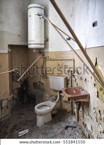 Destroyed Old Bathroom In The Building Stock Photo 551841550 : Shutterstock