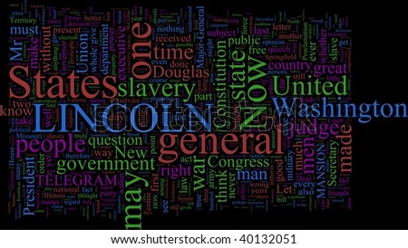 A word cloud based on Abraham Lincoln\'s writings