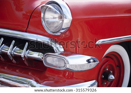 Franken, Germany, 21 June 2015: Front detail of 1951 Mercury Coupe vintage car