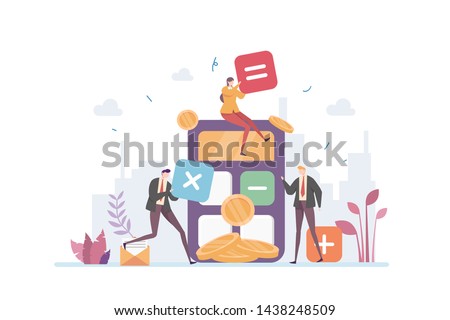 Price Negotiation Vector Illustration Concept Showing businessman negotiating price with calculator, Suitable for landing page, ui, web, App intro card, editorial, flyer, and banner.