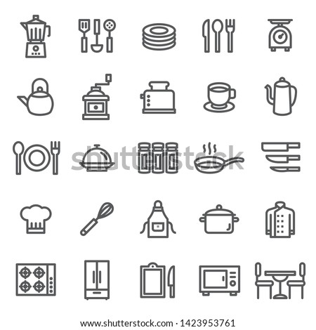kitchen icon set - A set kitchen icons. Editable stroke. 48 x 48 pixels complete. (Recommendations-Full Size 300x300 / Stroke 2px base)