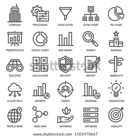 Big Data Analytics Icon Set - editable stroke. 48 x 48 pixels complete. 
 (Recommendations - Full Size 300 x 300 / Stroke 2px)