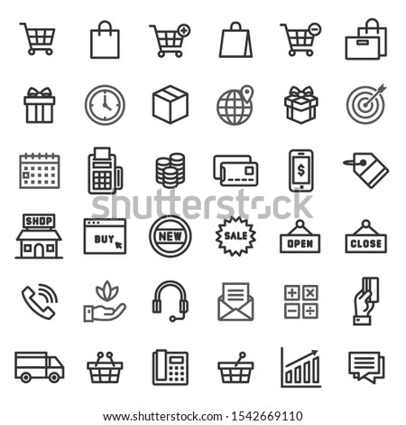 market icon set. 48 x 48 pixels perfect. 
 (Recommendations - Full Size 360 x 360 / Stroke 2px)