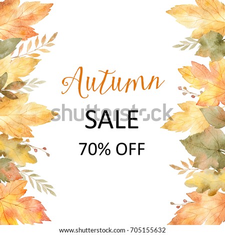 watercolor autumn banner sales 70 isolated on white background illustration for of discount - Discount Greeting Cards watercolor autumn banner sales 70 isolated on white background illustration for of discount - Discount Greeting Cards