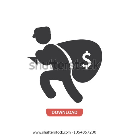 Thief vector icon. Burglar,bandit symbol flat vector sign isolated on white background. Simple vector illustration for graphic and web design. 