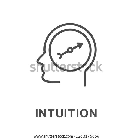 Icon intuition. The ability of a person to correctly understand the meaning of events and correctly navigate in different situations. The thin contour lines with color fills.