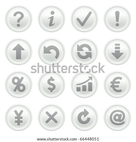 Symbols for web on gray buttons.