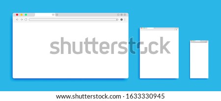 Three different Browser  in flat style for web. Vector illustration element.
