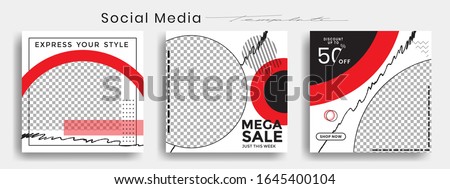 Editable instagram template. Facebook story and post frame. Layout design for marketing promotion. Cover. Set of sale banner template. Social network background. Square puzzles. vector illustration.