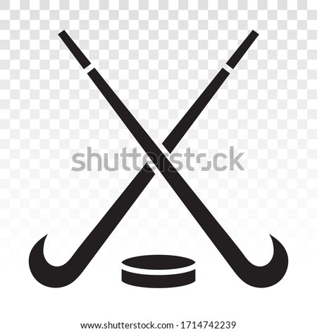 Hockey stick with puck vector flat icon for apps and websites on a transparent background