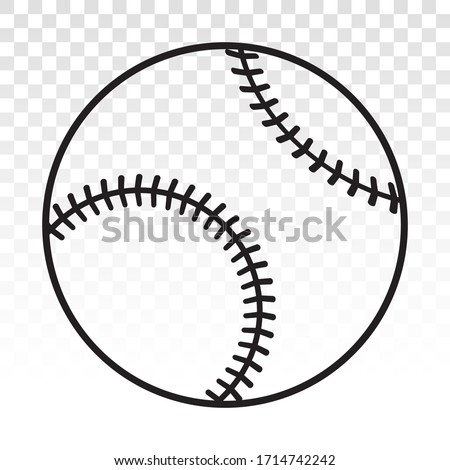 Baseball ball vector line art icon for sports apps or website on a transparent background