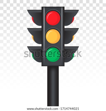 Stoplight / Traffic control light sign vector icon for apps and websites with signal red, yellow and green on a transparent background