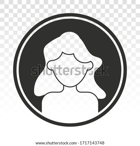 female user account profile circle flat icon on a transparent background