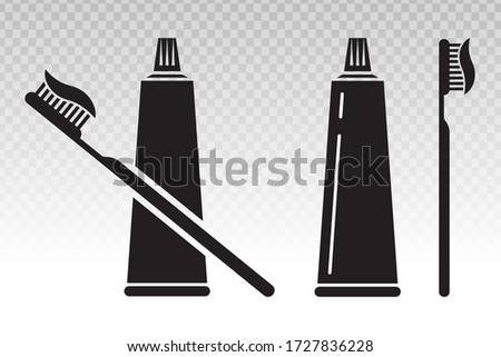 Toothbrush / tooth brush and toothpaste flat vector icon on a transparent background