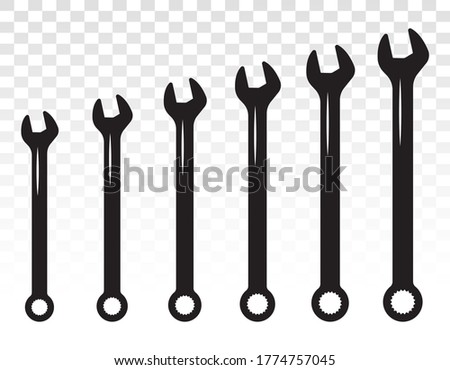 set of spanner / basin wrench combination flat icon for apps or websites