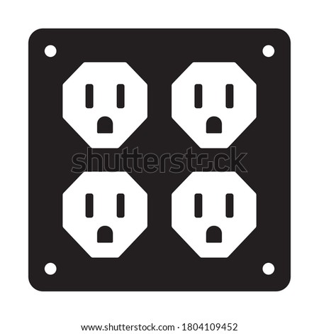 Four nema 5-15 power outlet flat vector icon for apps or websites