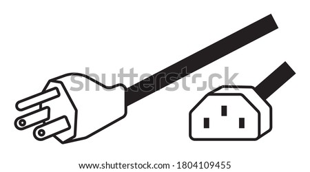 Nema 5-15 power plug line art vector icon for apps or websites